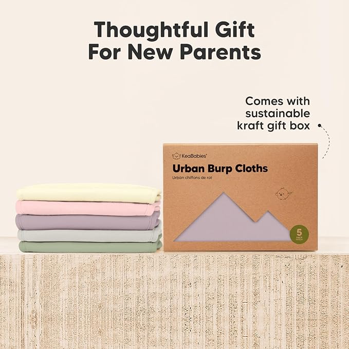 Organic Burp Cloths Baby Boy & Girl - 5-Pack Super Absorbent Cotton Burping Cloths for Babies, Soft & Plush Newborn Spit Up Rags, Infant Towels for Milk Spit Up, Unisex, Large 21" x 10" (Embrace)