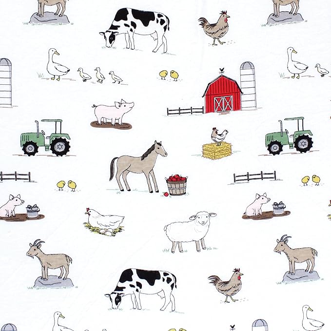 Hudson Baby Unisex Baby Cotton Changing Pad Cover, Farm, One Size