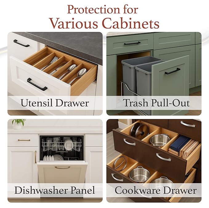 Cabinet Hero Slimline Cabinet Edge Protector - Prevents Chipping, Wear, Discoloration - Drawer Edge Guard, Bumper for Drawer - Easy Slip-On Installation - 3/4" Thick, 18" Length, Clear, Pack of 4
