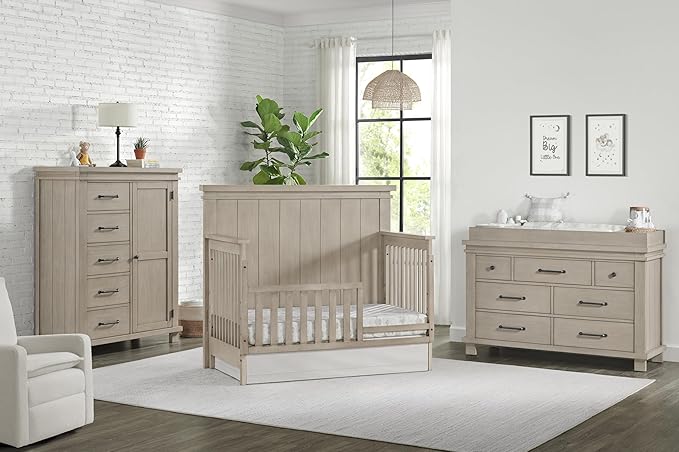 Soho Baby Hampton Crib to Toddler Bed Guard Rail Conversion Kit, Smooth Stone Wash Finish, GreenGuard Gold Certified