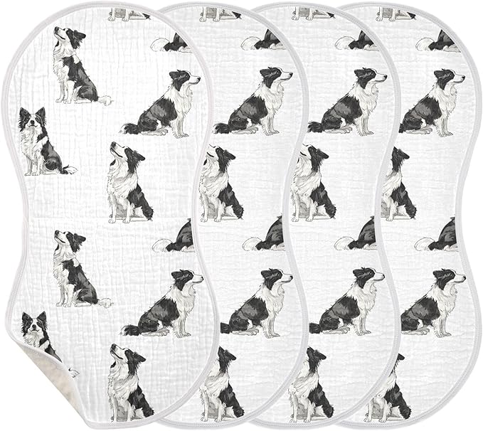 vvfelixl Muslin Burp Cloths Cool Border Collie Baby Washcloths for Baby Girl Boys 2 Pack