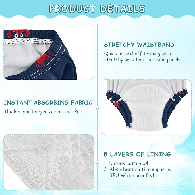 Toddler Potty Training Underwear Cotton Absorbent Soft Baby Girl Boy Potty Training Pant 2t-5t