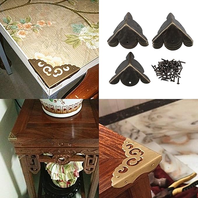 RDEXP Decorative Vintage 30x30mm Case Box Iron Corner Edge Guards Cover Pack of 15