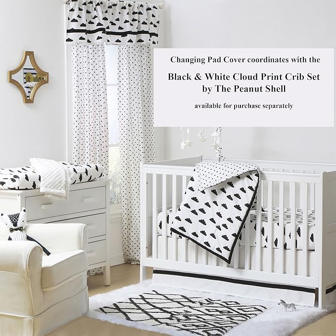 Black Cloud on White 100% Cotton Baby Changing Pad Cover by The Peanut Shell