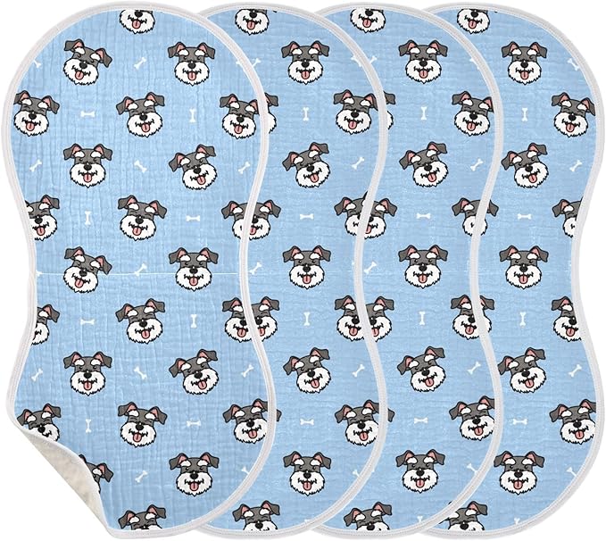 vvfelixl Miniature Schnauzer Dog Heads Burp Cloths for Baby Boy Girls Baby Washcloths Burp Rags 1 Pack