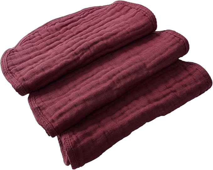 6 Layer 100% Cotton Bubble Gauze Burp Cloths- Rustic Red- 10/Pack