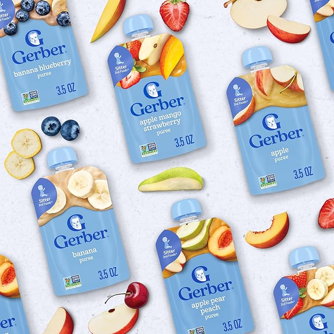 Gerber Baby Food Pouches, Toddler 12+ Months, Assorted Fruit Variety Pack, 3.5 Ounce (Set of 18)