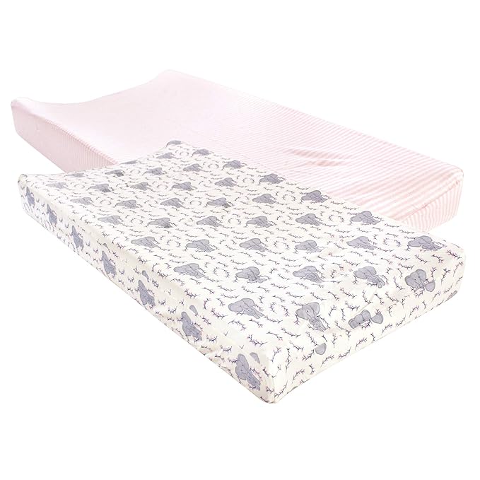 Touched by Nature Unisex Baby Organic Cotton Changing Pad Cover, Girl Elephant, One Size