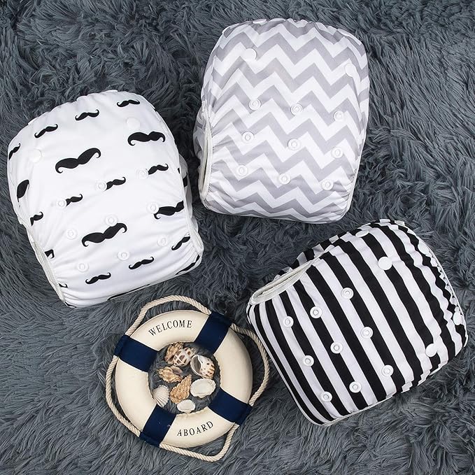 Alva Baby Swim Diapers 3pcs Reuseable Washable & Adjustable for Swimming Lesson & 0-2 Years Baby Boy Girl 3SWY01