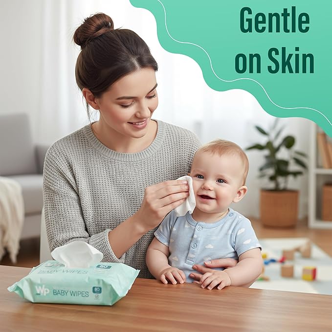 WIPESPLUS Baby Wipes, Hypoallergenic Ultra Soft Wipes for Sensitive Skin, Unscented, Alcohol Free, 12 Packs of 80 Wipes