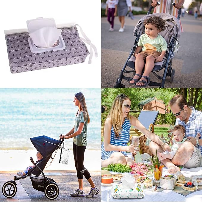 4pcs Baby Wipe Dispenser, Portable Refillable Baby Wipes Container for Diaper, Wipe Dispenser for Travel, Reusable Travel Wet Wipe Pouch for Outdoor, Camping, Hiking.