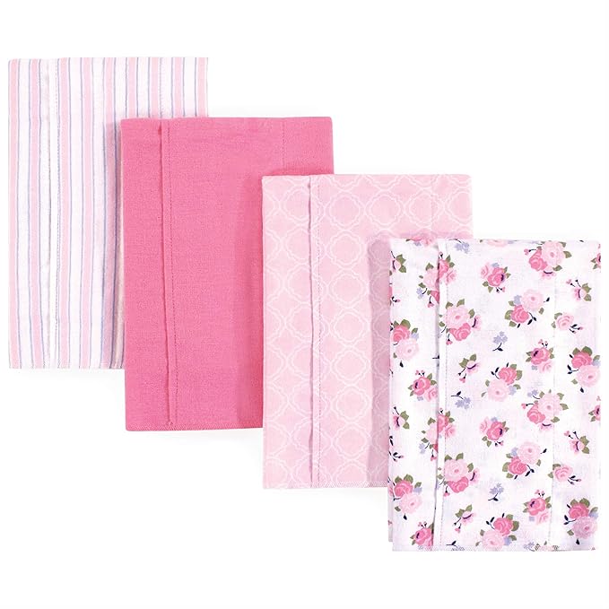 Luvable Friends Cotton Poly Flannel Burp Cloths Multipack, Garden 8-Pack, One Size