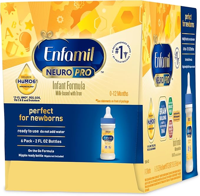 Enfamil NeuroPro Ready to Feed Baby Formula, Brain Building Duo DHA & MFGM, Exclusive Immune Supporting HuMO6 Blend, Enfamil Ready to Feed Infant Formula,2 Fl Oz,Pack of 96