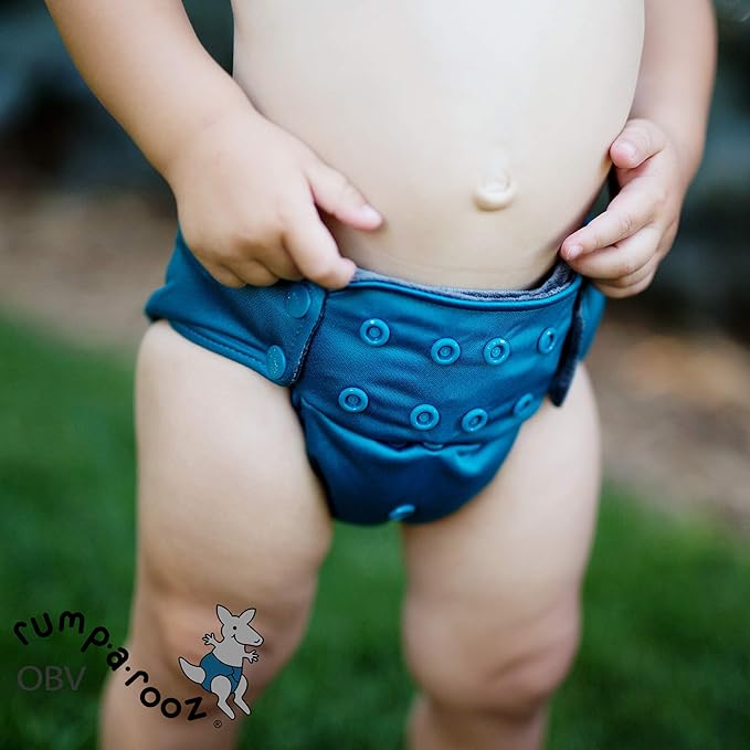 Kanga Care Rumparooz G3 OBV Cloth Diaper Reusable One Size Pocket Diaper with Patented Inner Double Gusset 2 pcs Bamboo Rayon Insert Soaker | Quinn (6-55+ lbs)