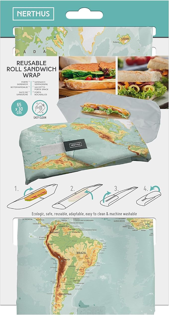 NERTHUS FIH 928 Reusable Adjustable Snack Bag Map, Eco-Friendly, Adaptable, Easy to Clean and Washable