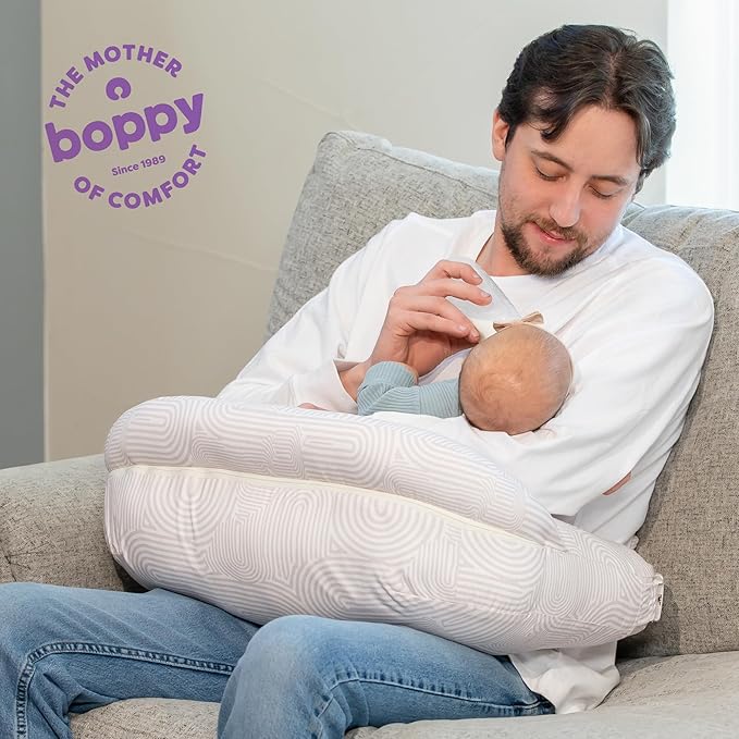 Boppy Complete Nursing Pillow, Breastfeeding & Bottle Feeding Ergonomic Feeding Pillow with Removable Belt, CloseComfort No-Gap Design, Full-Length Positioning Bolster, Washable Cover-Oat Retro Arches