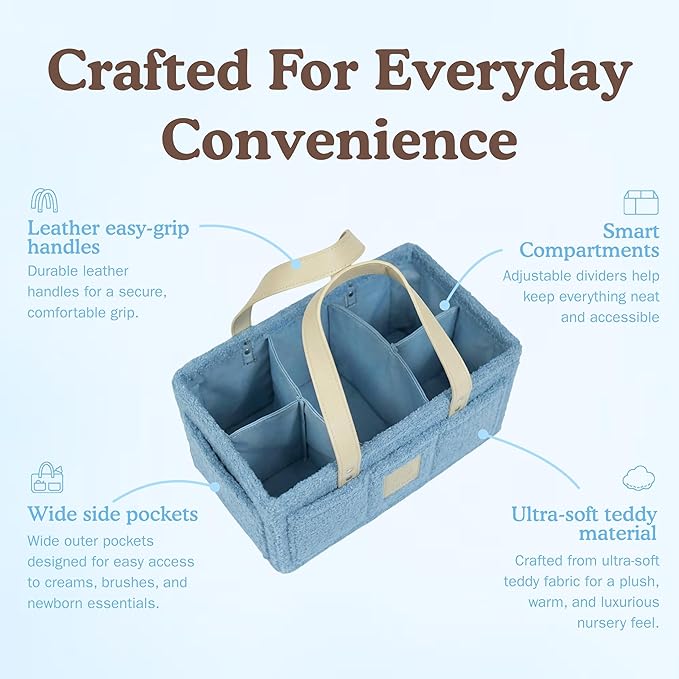 Baby Diaper Caddy Organizer with Handle & Toiletry Bag, Portable Nursery Storage Basket for Newborn Essentials, Baby Essentials,Portable Diaper Organizer, Baby Registry Must Have