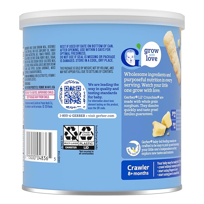 Gerber Snacks for Baby Lil Crunchies, Ranch, 1.48 Ounce (Pack of 6)
