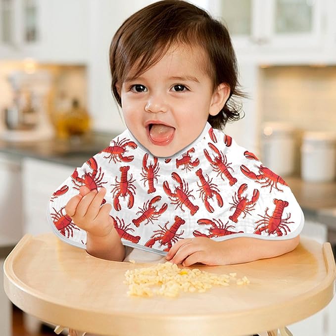 Muslin Burp Cloths for Baby Boys and Girls - 1-Pack Ultra Absorbent Lobsters Muslin Washcloths, Newborn Towel, Milk Spit Up Rags, Burp Cloth Bib for Unisex, 22 x 11 Inch