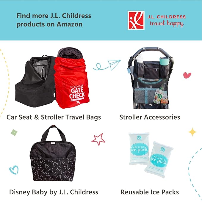 J.L. Childress Six Bottle Breast Milk Cooler Travel Bag - Insulated Baby Bottle Storage Bag, Portable Organizer Pack for Breast Milk, Use for Daycare or On The Go - Black Stripe