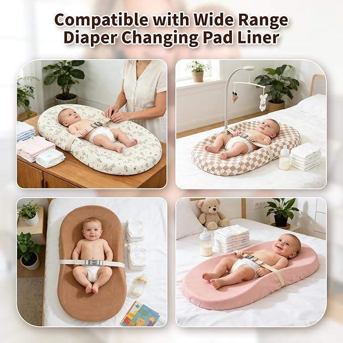 2 Pack Changing Pad Cover for Girls Boys,Lovely Soft Breathable Cotton Changing Table Cover,Unisex Baby Diaper Change Table Pad Covers.Fit 32"x16" Contoured Pad(Checkerboard,Brown)