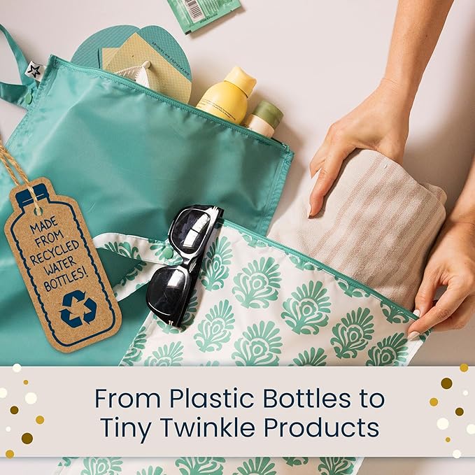 Tiny Twinkle Mess Proof Wet Bags | 2-Pack Reusable Waterproof Wet Bags for Swimsuits | Baby Clothes | Travel & Diaper Bag (Rainforest)