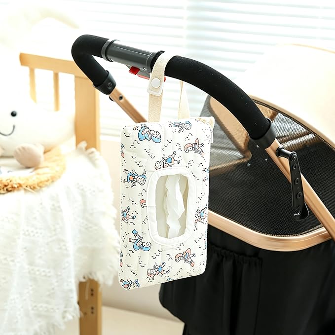 Quilted Baby Wipe Holder Floral Diaper Pouch Portable Quilted Wipes Bag for Car, Stroller