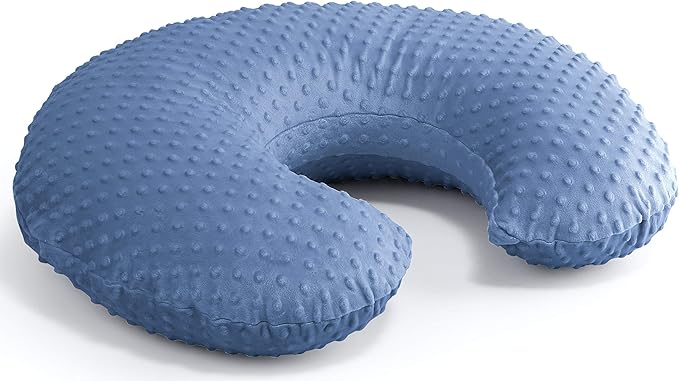 The Peanutshell Nursing Pillow Cover Set of 2 - Soft Newborn Nursing Baby Girl or Boy Pillow Covers, Supportive & Comfortable Breastfeeding, Tummy Time Must Haves, Baby Essentials - Dino & Blue Minky