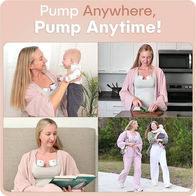Wearable Hands-Free Electric Breast Pump – Double Portable Pump, 3 Modes 12 Levels, Quiet Rechargeable Breastfeeding Pump, LED Display, 24mm & Multiple Flange Sizes (2 Count) (with Box)