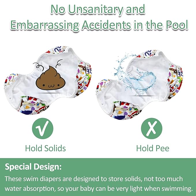 wegreeco Baby & Toddler Snap One Size Adjustable Reusable Baby Swim Diaper (Sealife,Large,3 Pack)