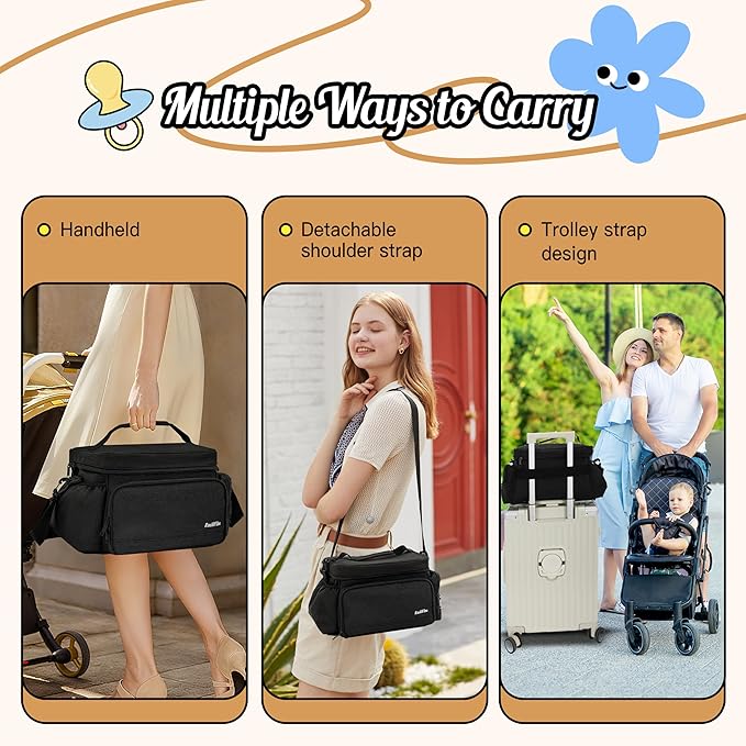 Breast Pump Bag Compatible with Spectra S1/S2 & Medela, Work/Travel Mommy Diaper Tote Bags with Insulated Cooler, Pumping Storage Bag Christmas Gift for New Moms (Bag Only)
