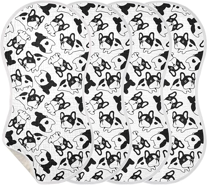 vvfelixl Muslin Burp Cloths Dog French Bulldog Puppy Doodle Baby Washcloths for Baby Girl Boys 2 Pack