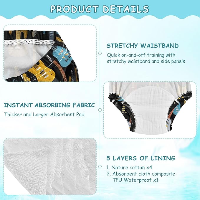 Toddler Potty Training Underwear Cotton Absorbent Soft Baby Girl Boy Potty Training Pant 2t-5t