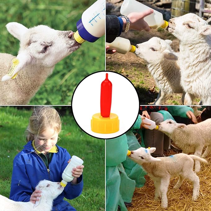 PAGOW 10PCS Nipple for Goats, Small Animal Milk Drink Nipple, Soft Rubber Pacifier for Nursing Lambs and Goat Kids