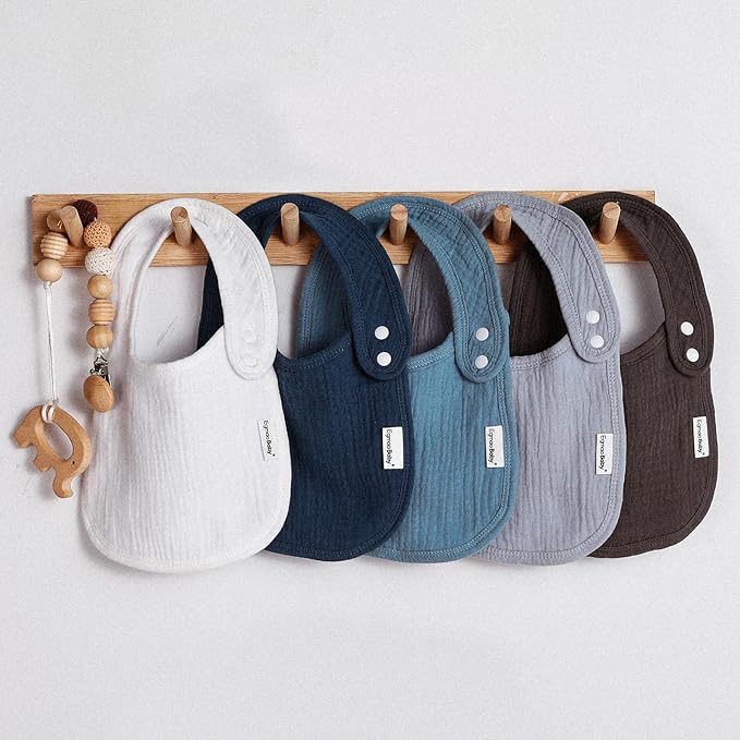 Muslin Bibs for Baby Boys Girls,Organic Muslin Baby Bib for Drooling and Teething,Soft Bandana Drool Bibs 5 Pack