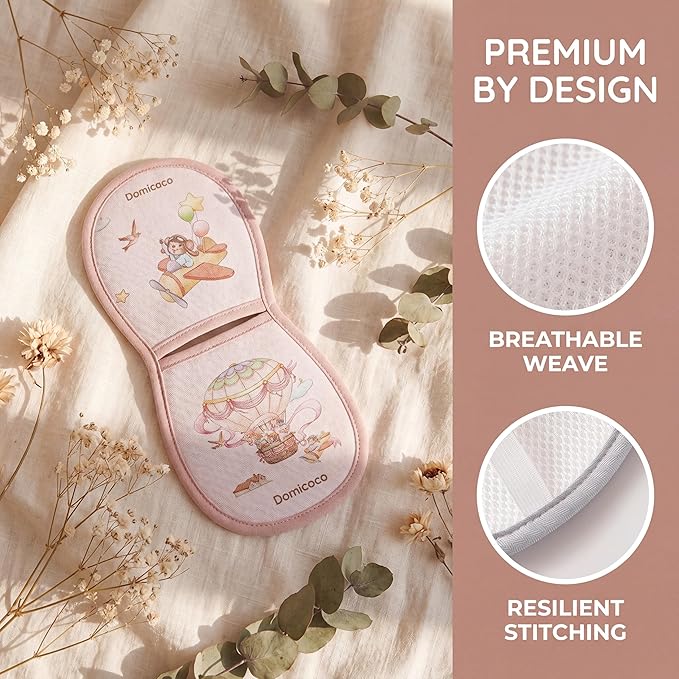 Breathable Cooling Nursing Arm Pad - Natural Tencel Ramie Baby Holding Arm Mat for Newborn, Non-Sticky Sweat Arm Rest Pad for Infant Breastfeeding in Summer, Pink Rabbit Pattern