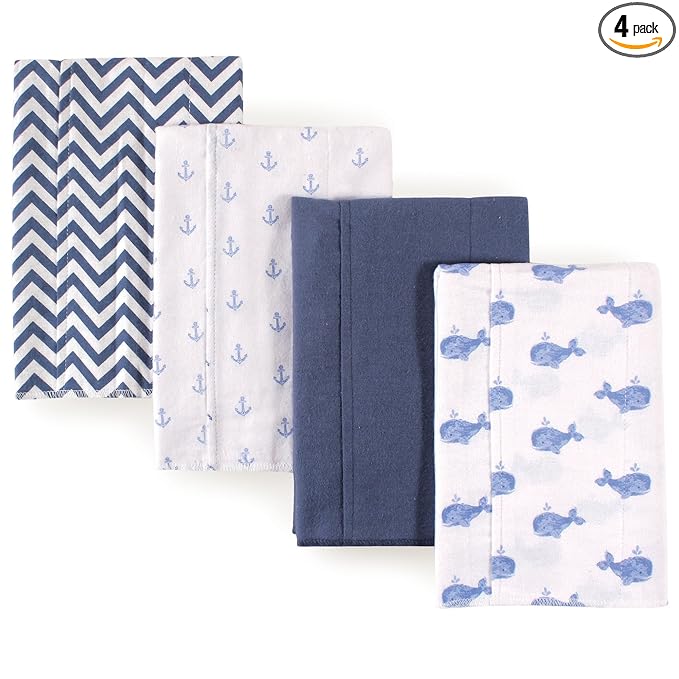 Hudson Baby Unisex Baby Cotton Flannel Burp Cloths, Whale, One Size