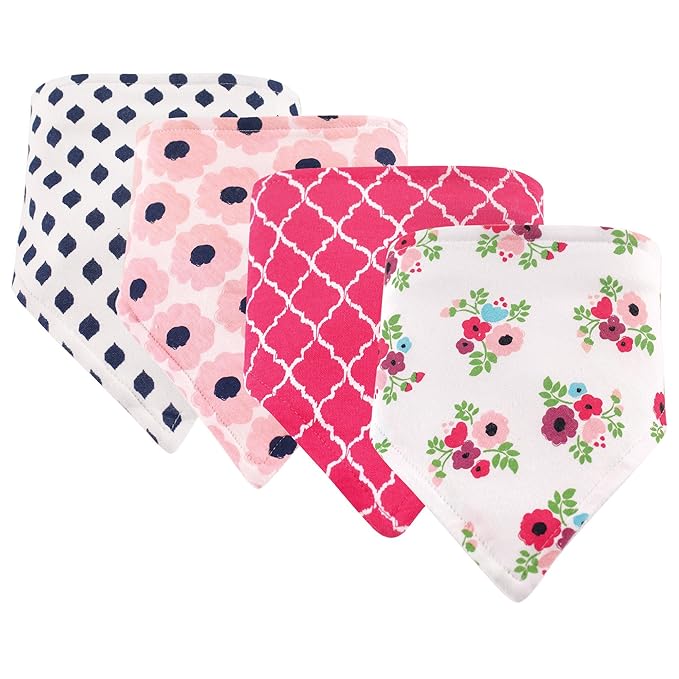 Hudson Baby Unisex Baby Cotton Bandana Bibs, Floral, One Size