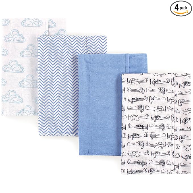 Hudson Baby Unisex Baby Cotton Flannel Burp Cloths, Airplane, One Size