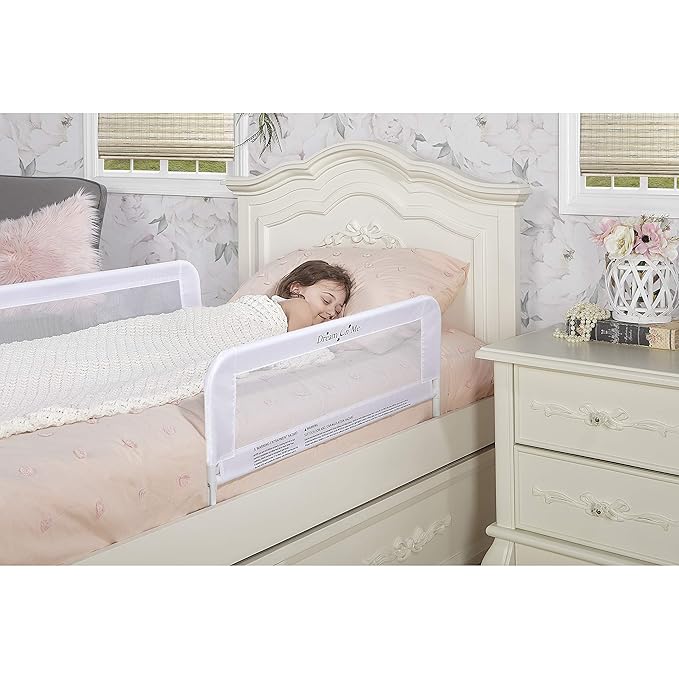 Dream On Me Lightweight Mesh Security Adjustable Bed Rail Double Pack with Breathable Mesh Fabric in White, 2 Count (Pack of 1)