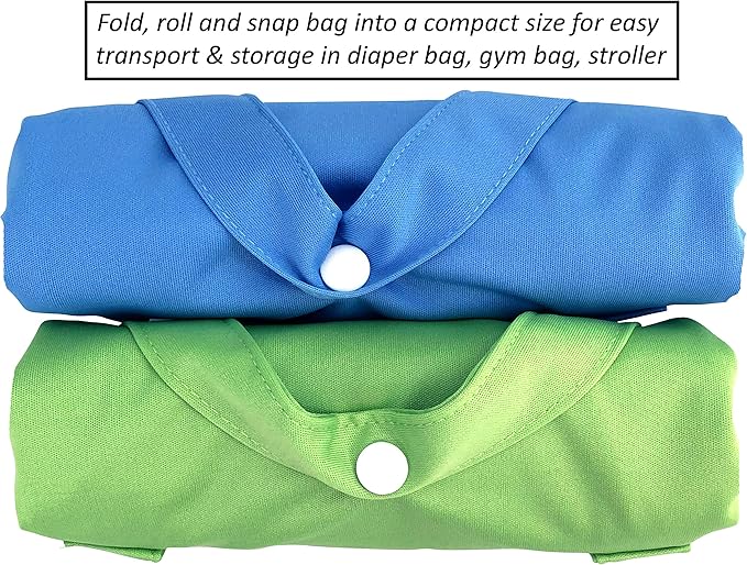 MOM & BAB Wet Bags for Baby Cloth Diapers, Swimsuits and Towels, Travel, Diaper Bag, Wet Dry Bag for Breast Pump Parts, Gym, Yoga | Water & Odor Resistant (Blue&Green)