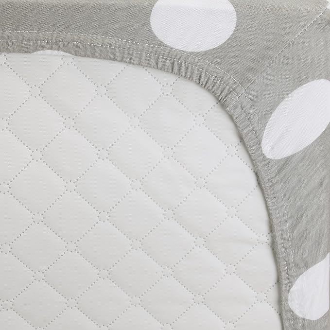 EVERYDAY KIDS 2 Pack Baby Changing Pad Covers for Baby Girl – Fits Most Changing Table Pads; 100% Cotton Jersey Knit, Breathable, Soft Changing Table Topper – Gray, White Dots and Pink. White Hearts