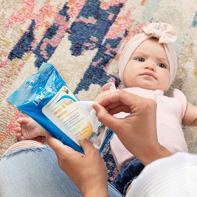 Dr. Brown's Nose and Face Healthy Wipes, Safe Cleaning and Moisturizing for Babies and Toddlers, Hypoallergenic for Sensitive Skin, 30 count, 3-Pack (Packaging May Vary)