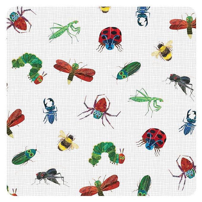 BapronBaby Eric Carle Bug World Wet Dry Bag - Waterproof Two Zipper Pockets - Reusable for Mealtime, Diapers, Stroller, Snacks, Swimsuits - Machine Washable - 11" x 9"