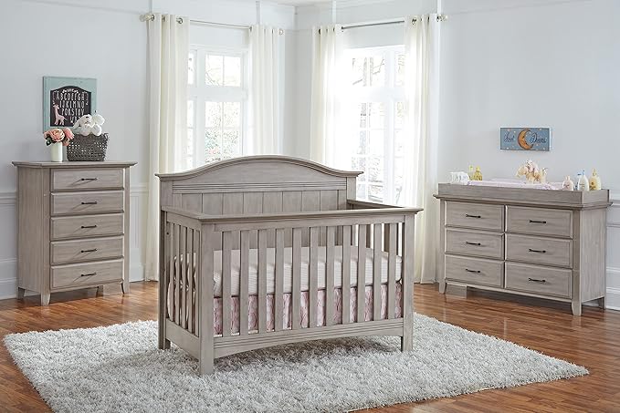 Soho Baby Chandler Premium Changing Topper for 6-Drawer Dresser, Smooth Stone Wash Finish
