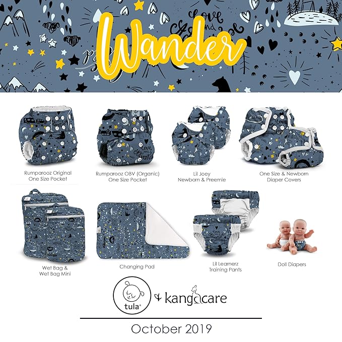 Kanga Care Lil Joey Newborn All in One AIO Cloth Diaper (2pk) Wander 4-12lbs