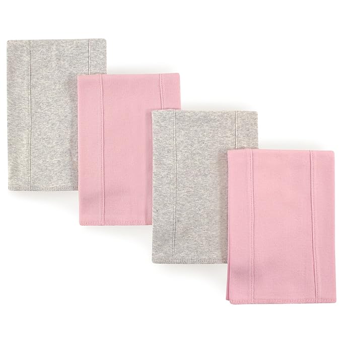 Touched by Nature Unisex Baby Organic Cotton Burp Cloths, Pink Gray, One Size