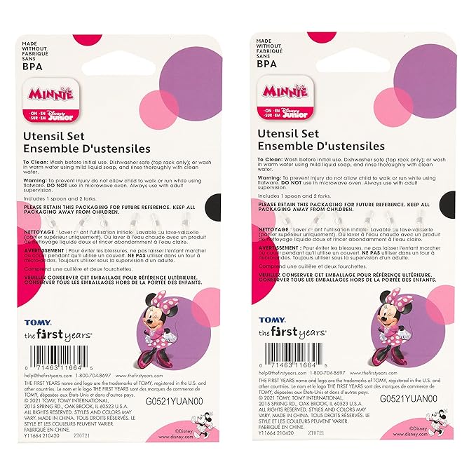 Disney Minnie Mouse Toddler Forks and Spoons Bundle - 6 Pieces - Dishwasher Safe Utensils