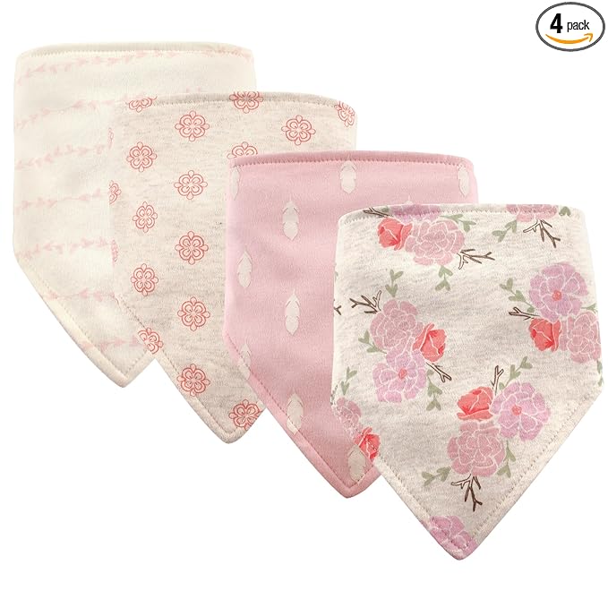 Hudson Baby Unisex Baby Cotton Bandana Bibs, Boho Flower, One Size