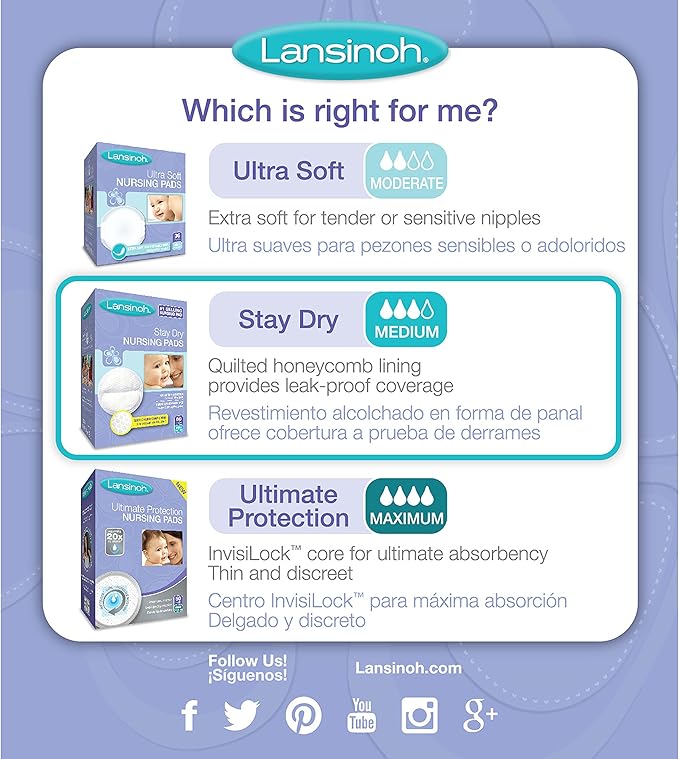 Lansinoh Stay Dry Disposable Nursing Pads, 100 Count